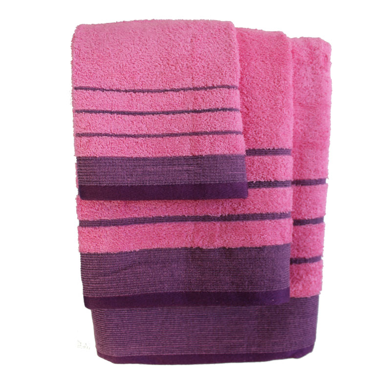 Σετ πετσέτες 3τμχ Βαμβακερές Raya Pink-Purple 24home (Ύφασμα: Βαμβάκι 100%, Χρώμα: Ροζ) - 24home.gr - raya-pink-purple 89140