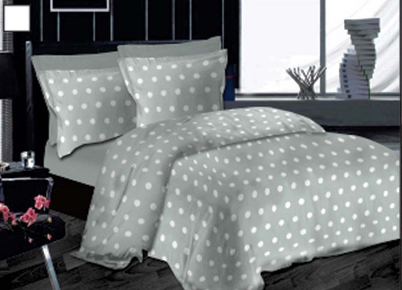 Σετ Σεντόνια Μονά 170×245εκ. Εμπριμέ Dots Grey Le Blanc – Le Blanc – 7000221-18