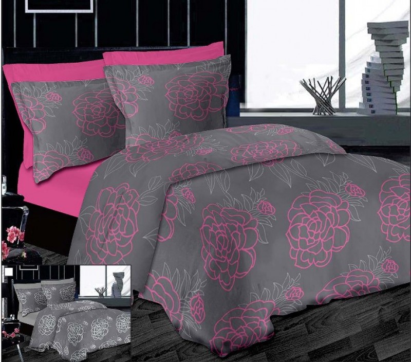 Σετ Σεντόνια Μονά 170×245εκ. Εμπριμέ Night Lotus Fuchsia Le Blanc – Le Blanc – 7000221-1