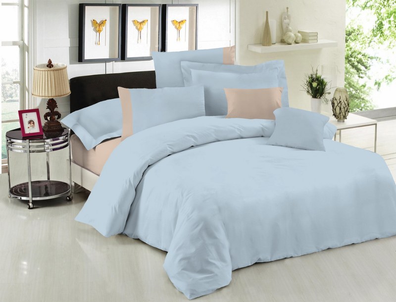 Σετ Σεντόνια Υπέρδιπλα 220×240εκ. Με Φάσα Beige-Ciel 24home (Ύφασμα: 50%Cotton-50%Polyester, Χρώμα: Γαλάζιο ) – 24home.gr – 24-fasa-beige-ciel
