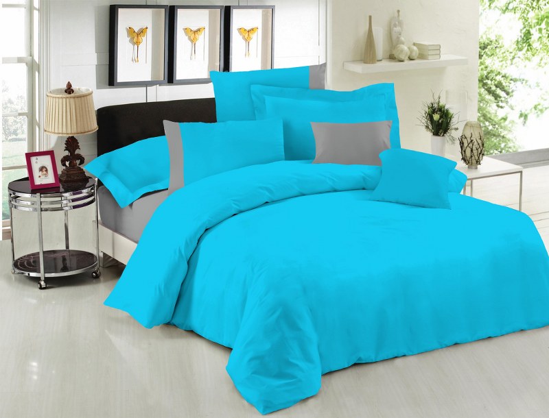 Σετ Σεντόνια Υπέρδιπλα 220×240εκ. Με Φάσα Tyrqoise-Grey 24home – 24home.gr – 24-fasa-tyrqoise-grey