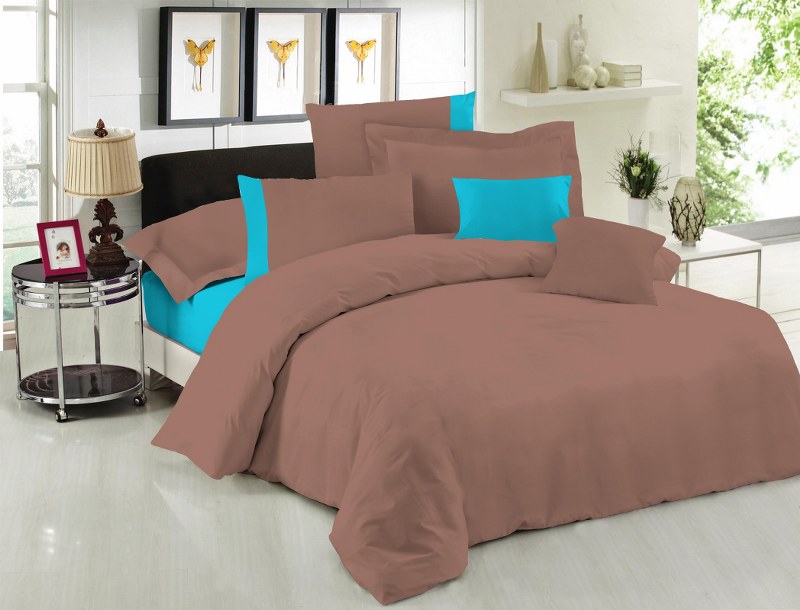 Σετ Σεντόνια Υπέρδιπλα 220×240εκ. Με Φάσα Brown-Tyrqoise 24home – 24home.gr – 24-fasa-brown-tyrqoise