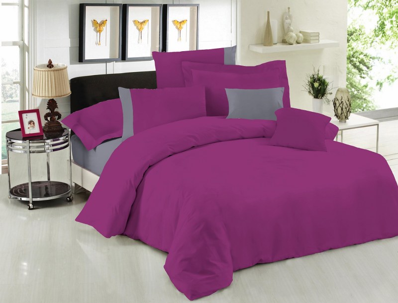 Σετ Σεντόνια Υπέρδιπλα 220×240εκ. Με Φάσα Purple-Grey 24home (Ύφασμα: 50%Cotton-50%Polyester, Χρώμα: Γκρι) – 24home.gr – 24-fasa-purple-grey