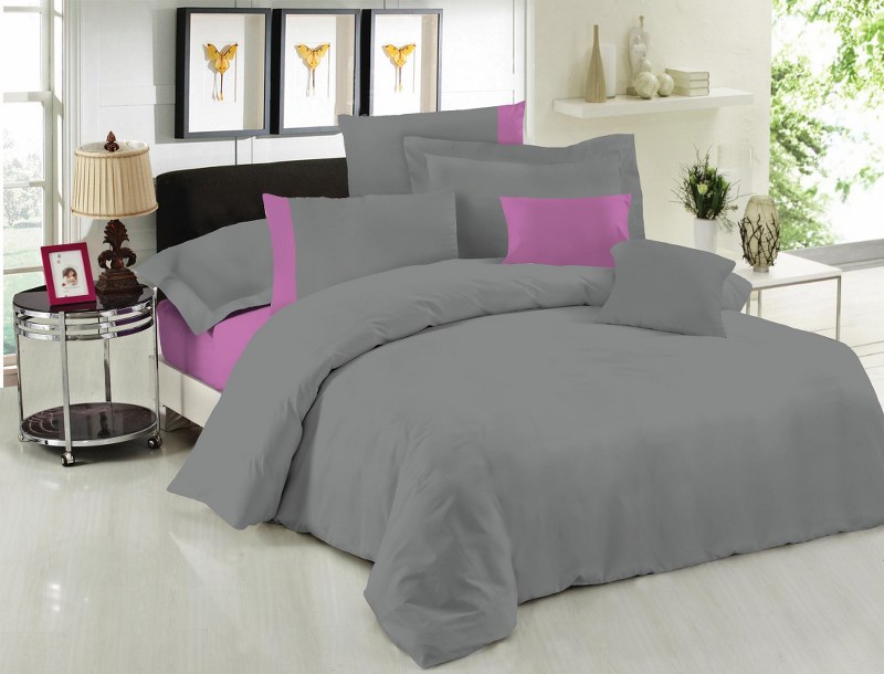 Σετ Σεντόνια Υπέρδιπλα 220×240εκ. Με Φάσα Grey-Lilac 24home (Ύφασμα: 50%Cotton-50%Polyester, Χρώμα: Λιλά) – 24home.gr – 24-fasa-grey-lilac