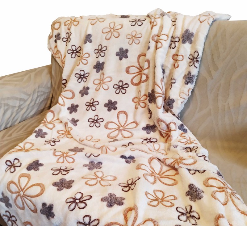 Κουβέρτα Καναπέ 100×150εκ. Ανάγλυφη Fleece Flowers – OEM – flowers-k1