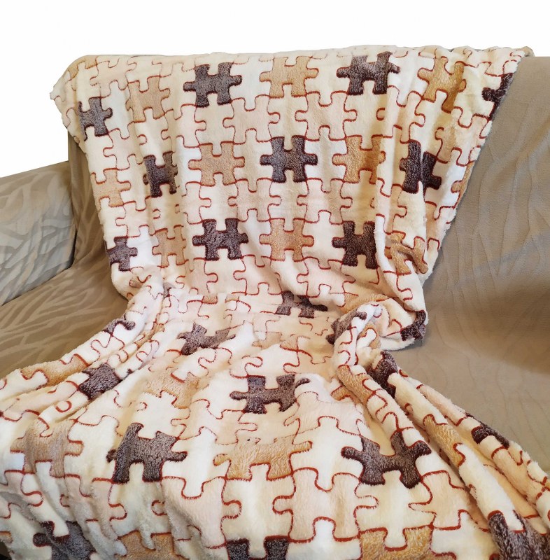 Κουβέρτα Καναπέ 100×150εκ. Ανάγλυφη Fleece Puzzle – OEM – puzzle-k1