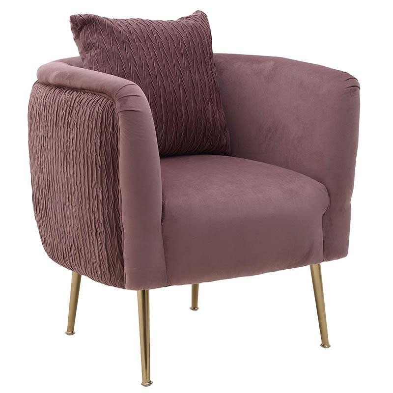 Πολυθρόνα Βελούδινη inart 76x74x72εκ. 3-50-720-0021 (Ύφασμα: Βελούδο, Χρώμα: Ροζ) – inart – 3-50-720-0021