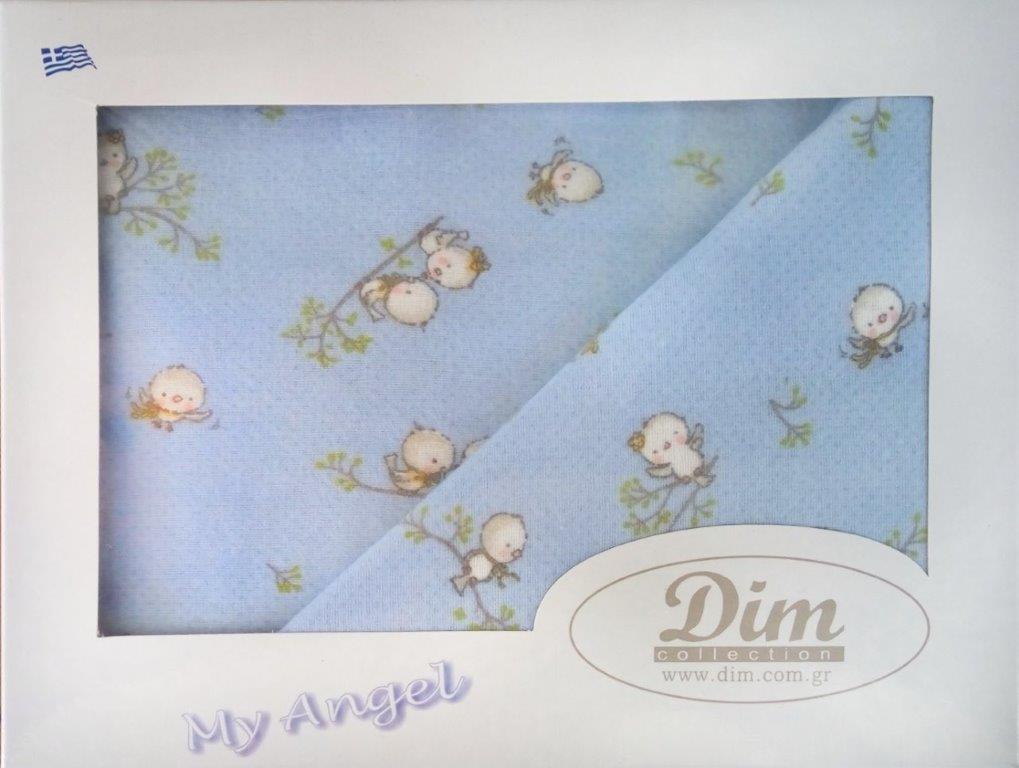 Σετ Σεντόνια Μπεμπέ 120×160εκ. Birds 14 Sky Blue Dimcol. (Ύφασμα: Φανέλα, Χρώμα: Μπλε) – DimCol – 1914657608601482
