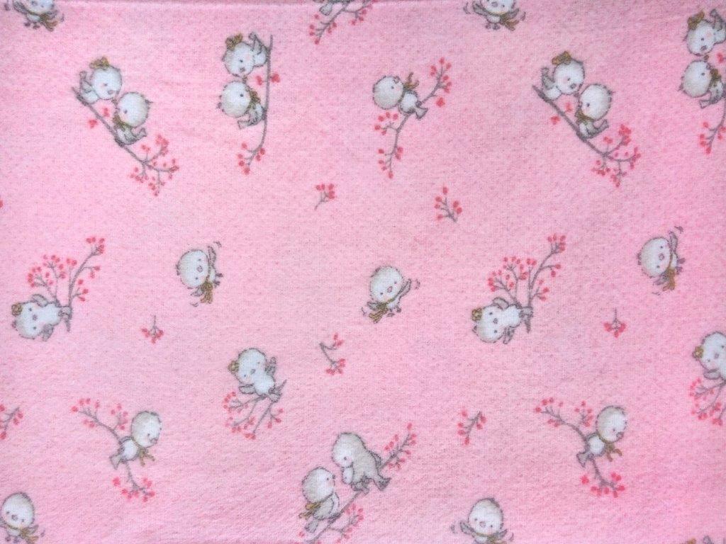 Πάνα Χασές Φανελένια Μπεμπέ 80x80εκ. Birds 15 Pink Dimcol (Ύφασμα: Φανέλα, Χρώμα: Ροζ) - DimCol - 1914553608601579 96651