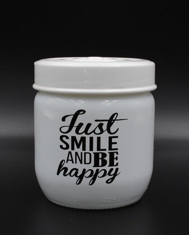 Δοχείο Κουζίνας Γυάλινο 425ml Just Smile Veltihome 21-14635 White (Υλικό: Γυαλί, Χρώμα: Λευκό) – VELTIHOME – 21-14635-white