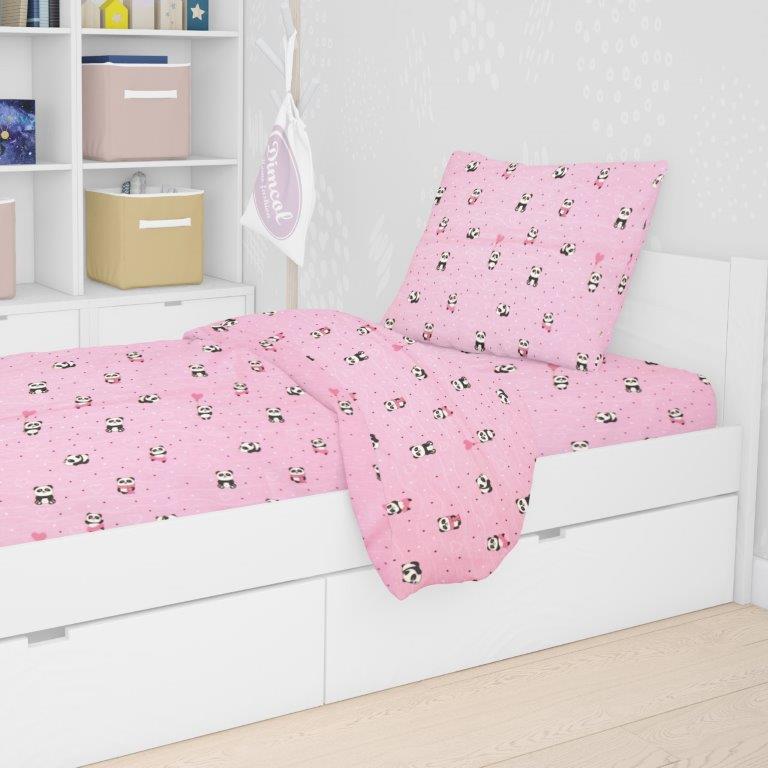 Μαξιλαροθήκη 50×70εκ. Panda 111 Pink Dimcol (Ύφασμα: Βαμβάκι 100%, Χρώμα: Ροζ) – DimCol – 1925813115811179