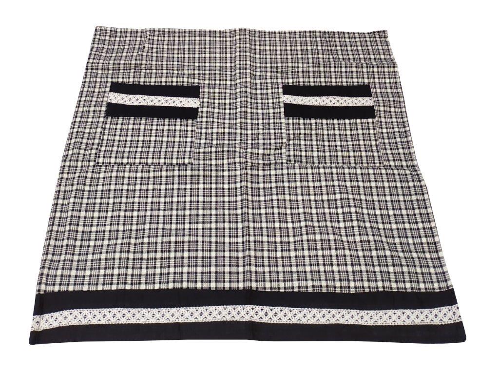 Ποδιά Μέσης 50×60εκ. Υφαντή Βαμβακερή Vintage Black (Ύφασμα: Βαμβάκι 100%, Χρώμα: Λευκό) – KOMVOS HOME – 7199994-3