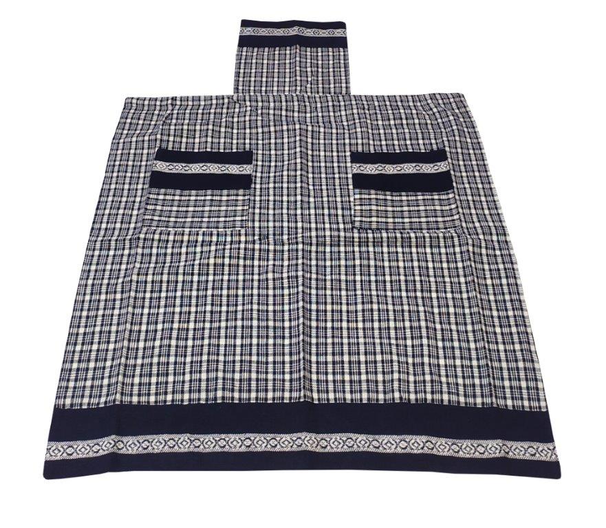 Ποδιά Ολόσωμη 60×80εκ. Υφαντή Βαμβακερή Vintage Navy Blue (Ύφασμα: Βαμβάκι 100%, Χρώμα: Λευκό) – KOMVOS HOME – 7130003-1