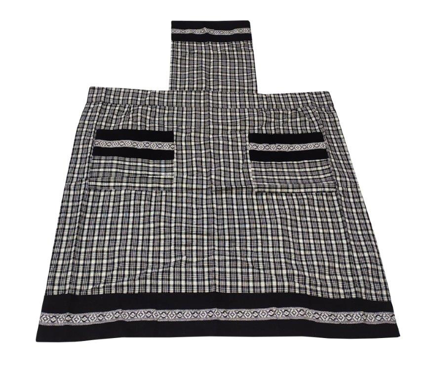 Ποδιά Ολόσωμη 60×80εκ. Υφαντή Βαμβακερή Vintage Black (Ύφασμα: Βαμβάκι 100%, Χρώμα: Λευκό) – KOMVOS HOME – 7130003-3