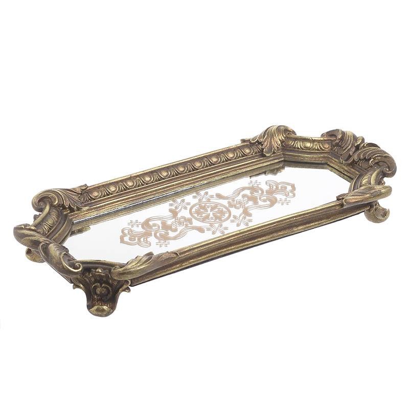 Δίσκος Σερβιρίσματος Με Καθρέπτη Polyresin inart 32x15x5εκ. 3-70-446-0021 (Υλικό: Polyresin, Χρώμα: Χρυσό ) – inart – 3-70-446-0021