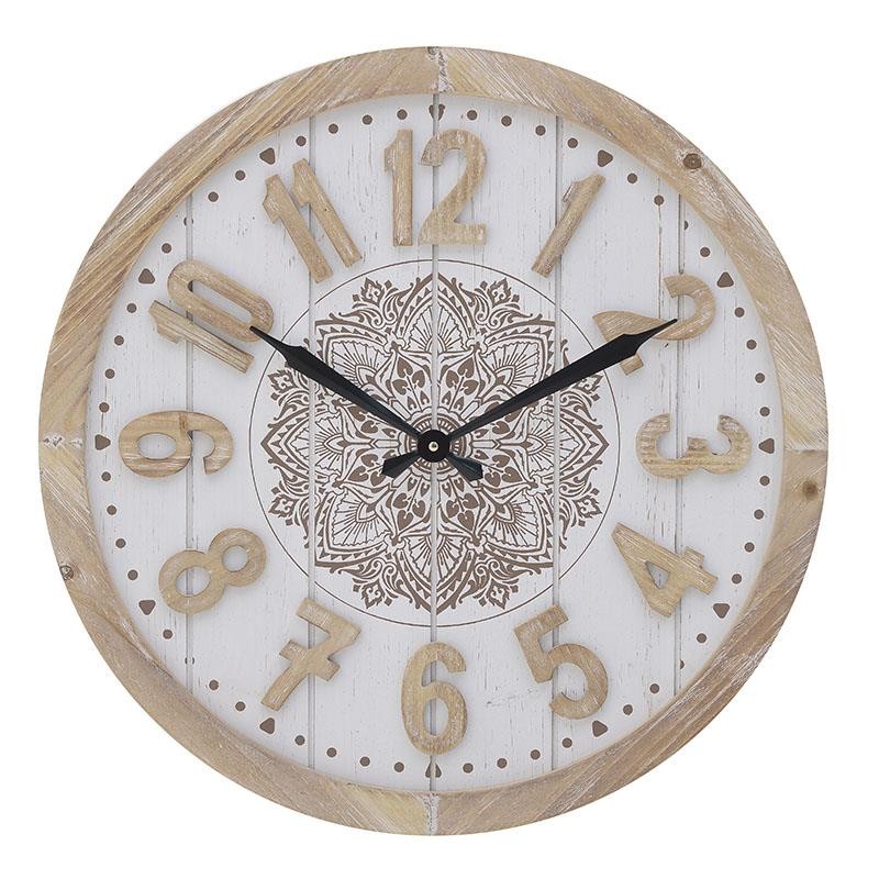 Ρολόι Τοίχου Ξύλινο inart 60x5x60εκ. 3-20-773-0332 (Υλικό: Mdf, Χρώμα: Εκρού ) – inart – 3-20-773-0332