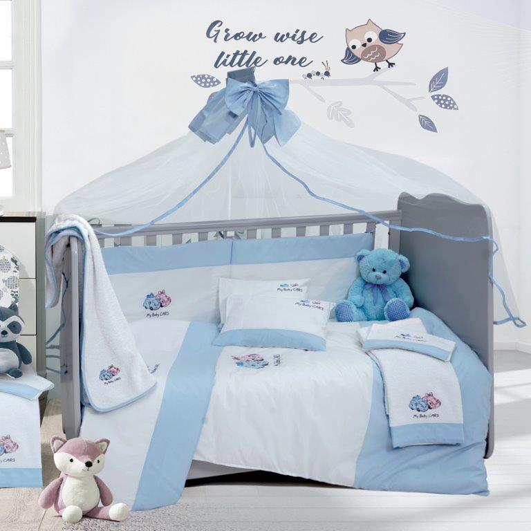 Σετ Κούνιας 6τμχ Βαμβακερά My Baby Car Blue Sb home (Ύφασμα: Βαμβάκι 100%, Χρώμα: Μπλε) – Sb home – 5206864055803