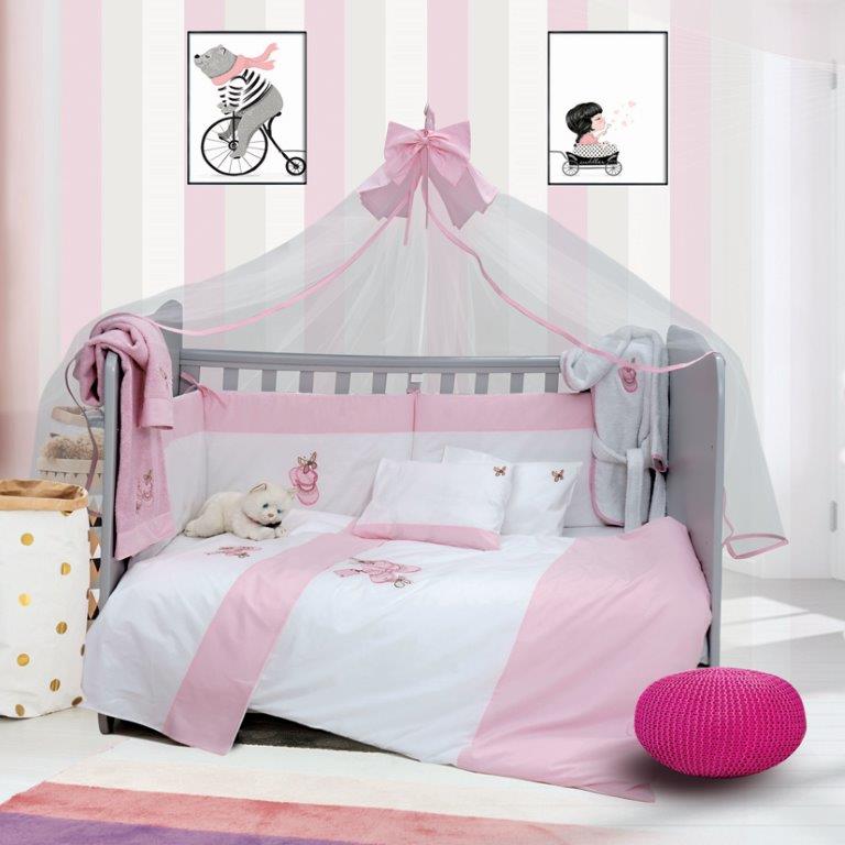 Σετ Κούνιας 6τμχ Βαμβακερά Ballerina Pink Sb home (Ύφασμα: Βαμβάκι 100%, Χρώμα: Ροζ) – Sb home – 5206864055858
