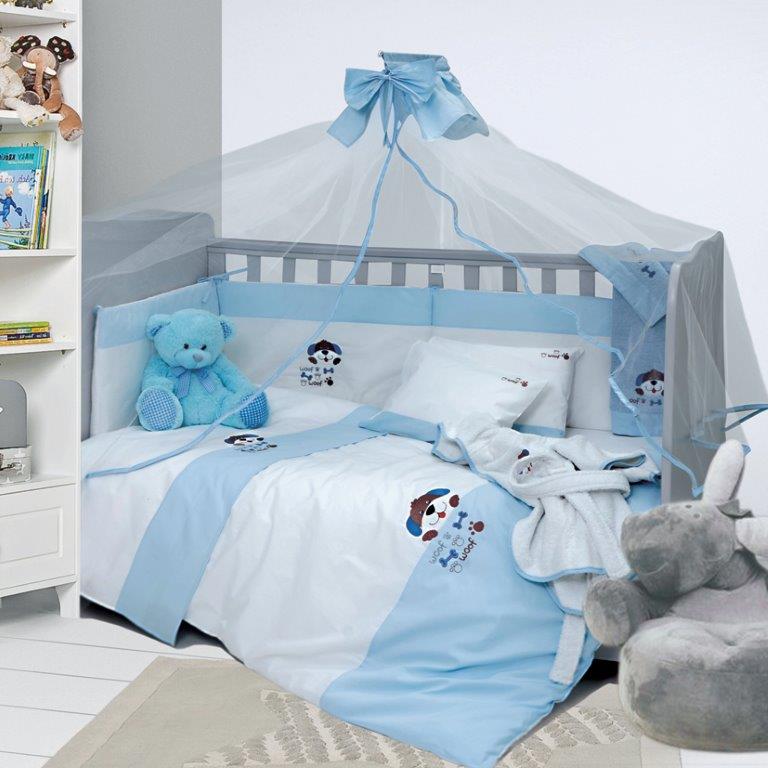 Σετ Κούνιας 6τμχ Βαμβακερά Pluto Blue Sb home (Ύφασμα: Βαμβάκι 100%, Χρώμα: Μπλε) – Sb home – 5206864055872
