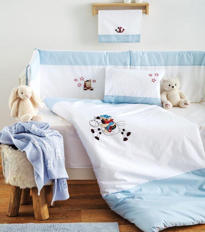 Σετ Κούνιας 3τμχ Βαμβακερά Cow Boy Blue Sb home (Ύφασμα: Βαμβάκι 100%, Χρώμα: Μπλε) – Sb home – 5206864055902
