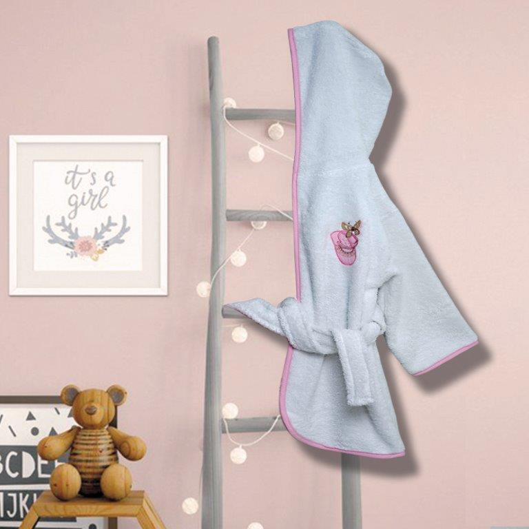 Μπουρνούζι Με Κουκούλα Βαμβακερό Bebe No 2 Ballerina Pink Sb home (Ύφασμα: Βαμβάκι 100%, Χρώμα: Λευκό) – Sb home – 5206864056091