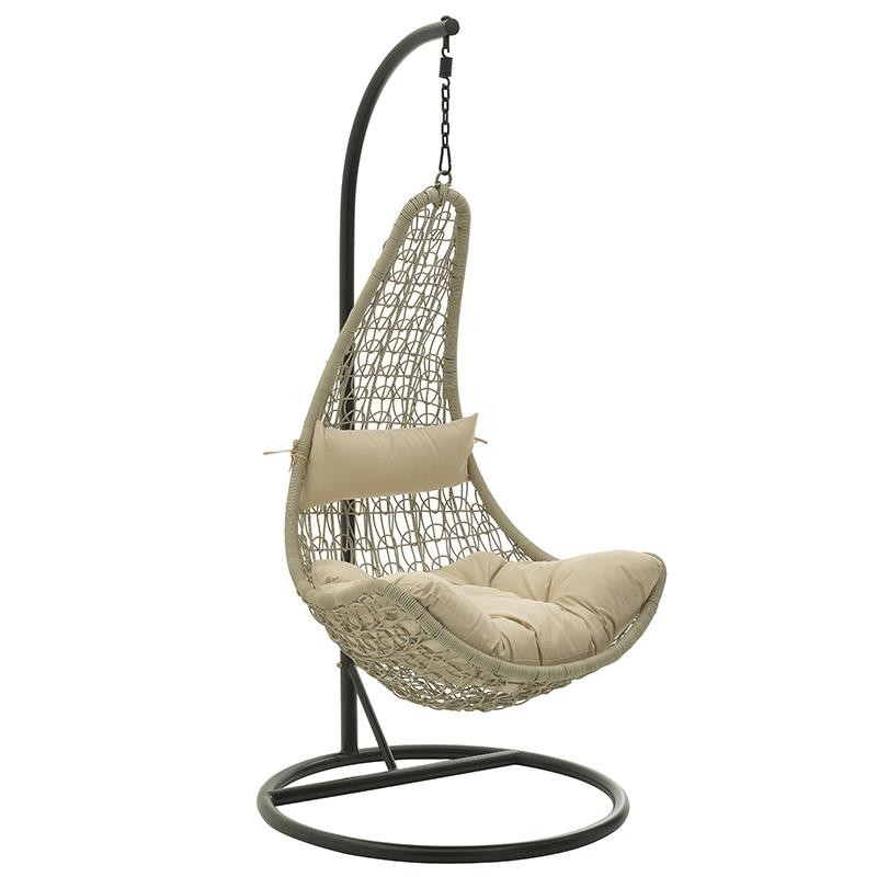 Πολυθρόνα Κρεμαστή Μεταλλική-Rattan CLICK 100×195εκ. 6-50-166-0002 (Υλικό: Μεταλλικό, Χρώμα: Μπεζ) – CLICK – 6-50-166-0002
