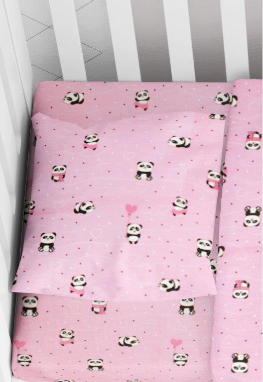 Μαξιλαροθήκη Φάκελος Βαμβακερή Bebe 35×45εκ. Panda 111 Pink Dimcol (Ύφασμα: Βαμβάκι 100%, Χρώμα: Ροζ) – DimCol – 1915817715811179