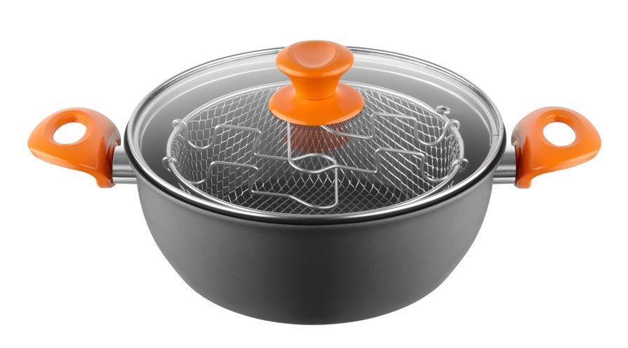 Φριτέζα Αλουμινίου Αντικολλητική 24×10εκ. Orange PAL 050.000280 (Υλικό: Γυαλί, Χρώμα: Πορτοκαλί) – PAL – 050.000280