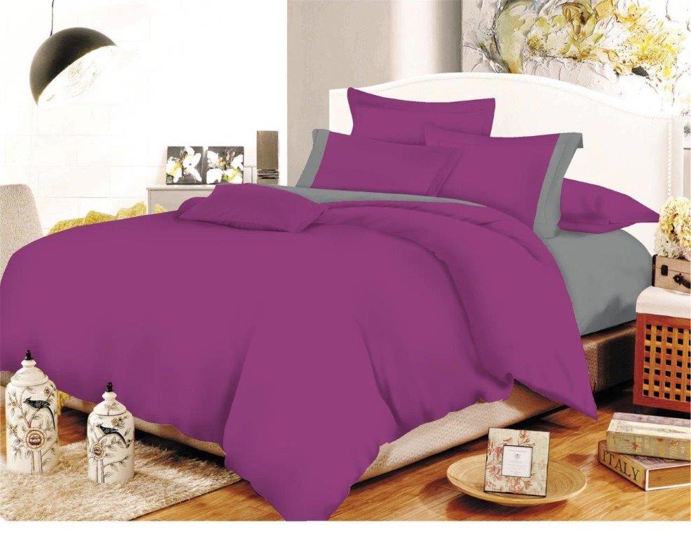 Σετ Σεντόνια Polycotton Διπλά 200×240εκ. Με Φάσα Mauve-Grey (Ύφασμα: 50%Cotton-50%Polyester, Χρώμα: Γκρι) – KOMVOS HOME – 7001105-23