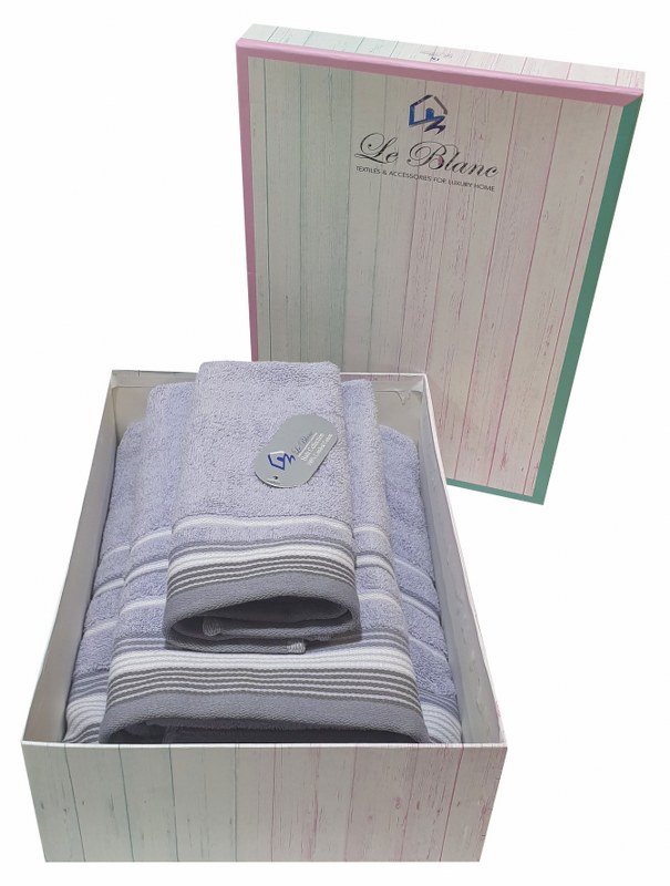 Σετ Πετσέτες 3τμχ Βαμβακερές Σε Κουτί Le Blanc Satin Stripe Levanda (Ύφασμα: Βαμβάκι 100%, Χρώμα: Μωβ) – Le Blanc – 7005936-6