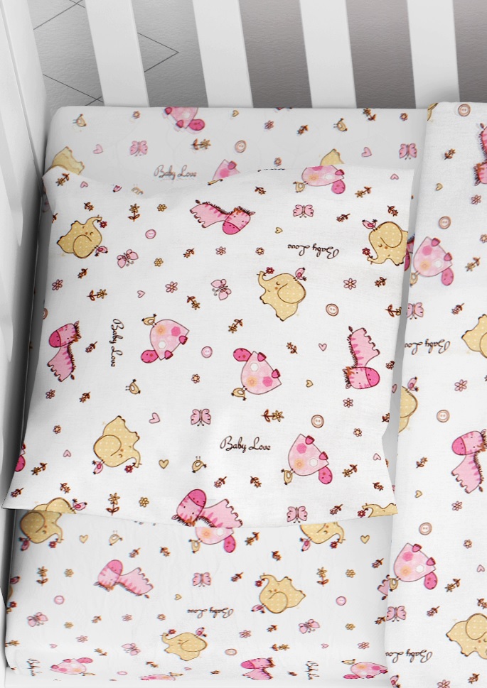 Μαξιλαροθήκη Φάκελος Βαμβακερή Bebe 35×45εκ. Elephant 172 Pink Dimcol (Ύφασμα: Βαμβάκι 100%, Χρώμα: Λευκό) – DimCol – 1915817707117279