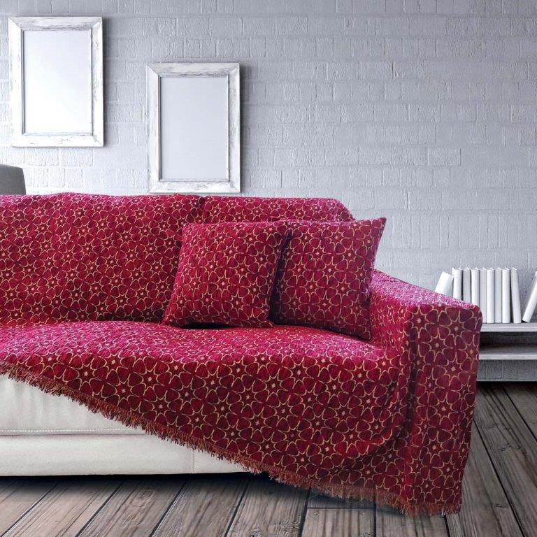 Ριχτάρι Σενίλ Ζακάρ Πολυθρόνας 180×160εκ. Nancy Bordeaux Sb home (Ύφασμα: Chenille, Χρώμα: Μπορντώ ) – Sb home – 5206864057746