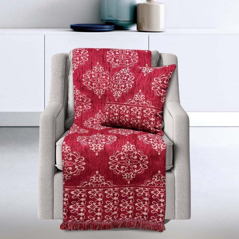 Ριχτάρι Σενίλ Ζακάρ Πολυθρόνας 180×160εκ. Verona Bordeaux Sb home (Ύφασμα: Chenille, Χρώμα: Μπορντώ ) – Sb home – 5206864057906
