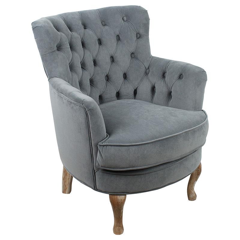 Πολυθρόνα Βελούδινη inart 62x70x75/44εκ. 3-50-176-0007 (Ύφασμα: Βελούδο, Χρώμα: Γκρι) – inart – 3-50-176-0007