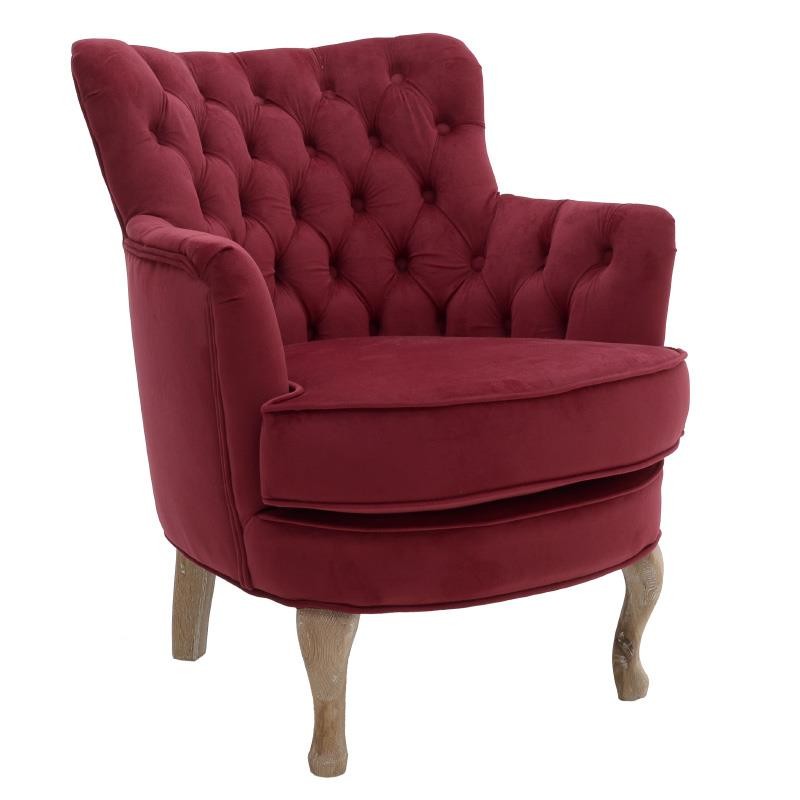 Πολυθρόνα Βελούδινη inart 62x60x75/41εκ. 3-50-176-0008 (Ύφασμα: Βελούδο, Χρώμα: Μπορντώ ) – inart – 3-50-176-0008