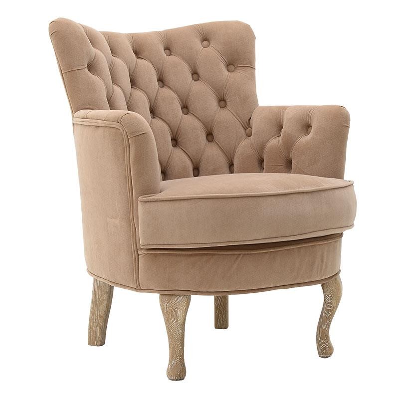 Πολυθρόνα Βελούδινη inart 62x60x75/41εκ. 3-50-176-0002 (Ύφασμα: Βελούδο, Χρώμα: Καφέ) – inart – 3-50-176-0002