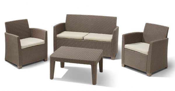 Σετ Κήπου 4τμχ Wicker Corona Lounge Set Cappuccino – Allibert – corona-lounge-set-cappuccino