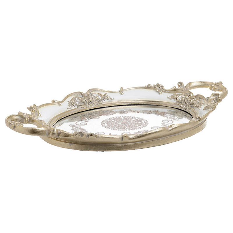 Δίσκος Σερβιρίσματος Με Καθρέπτη Polyresin inart 40x25x4,5εκ. 3-70-117-0087 (Υλικό: Polyresin, Χρώμα: Λευκό) – inart – 3-70-117-0087