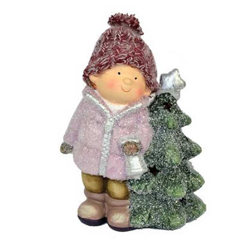 Χριστουγεννιάτικο Διακοσμητικό Κορίτσι Κεραμικό Φωτιζόμενο Royal Art 30×17εκ. DUE0557 (Υλικό: Κεραμικό, Χρώμα: Ροζ) – Royal Art Collection – DUE0557