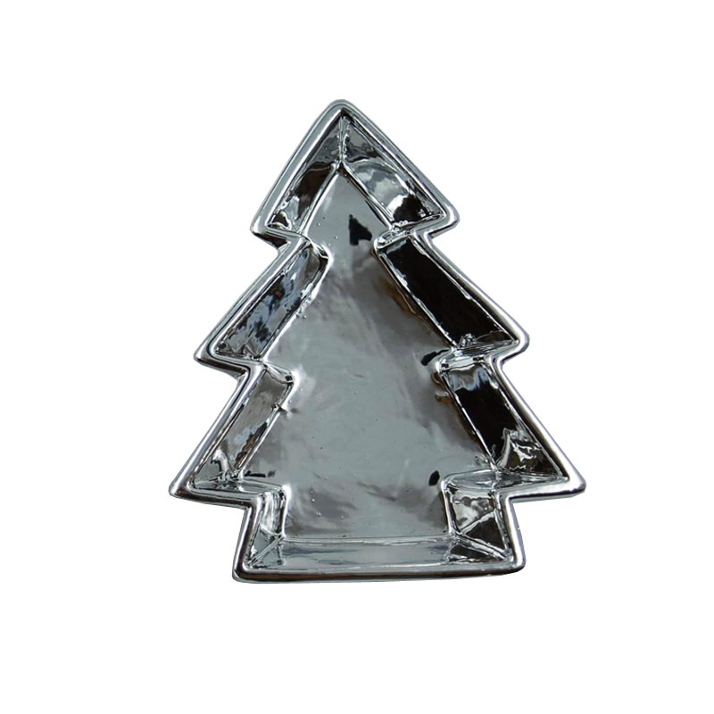 Χριστουγεννιάτικη Διακοσμητική Πιατέλα Δέντρο Κεραμική Ασημί Royal Art 17εκ. STA67691SL (Υλικό: Κεραμικό, Χρώμα: Ασημί ) – Royal Art Collection – STA67691SL