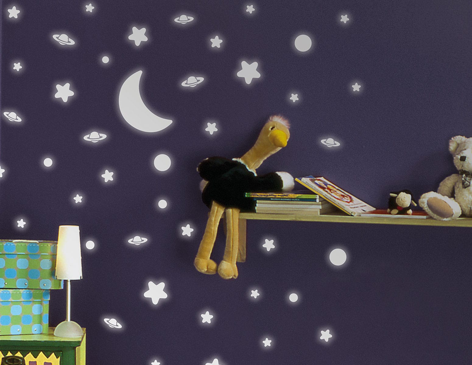 Αυτοκόλλητο Τοίχου Φωσφοριζέ White Stars Ango 100×90εκ. 79223 – ango – ANGO_79223