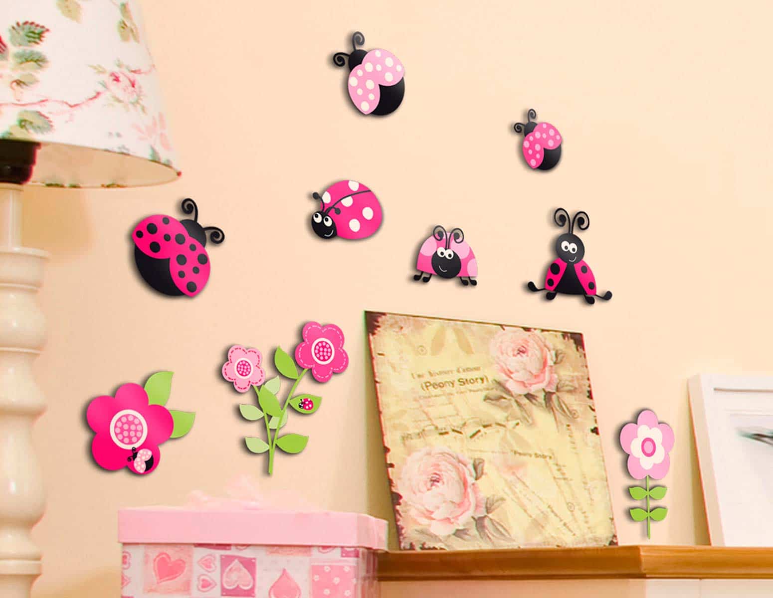 Αυτοκόλλητο Τοίχου Pink Ladybugs Ango 30×30εκ. 14506 – ango – ANGO_14506