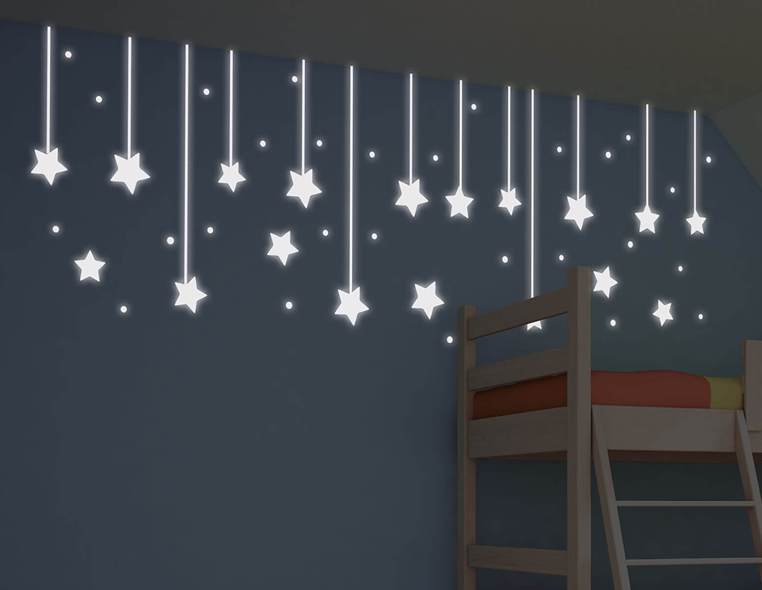 Αυτοκόλλητο Τοίχου Φωσφοριζέ Hanging Stars Ango 200×65εκ. 79227 – ango – ANGO_79227