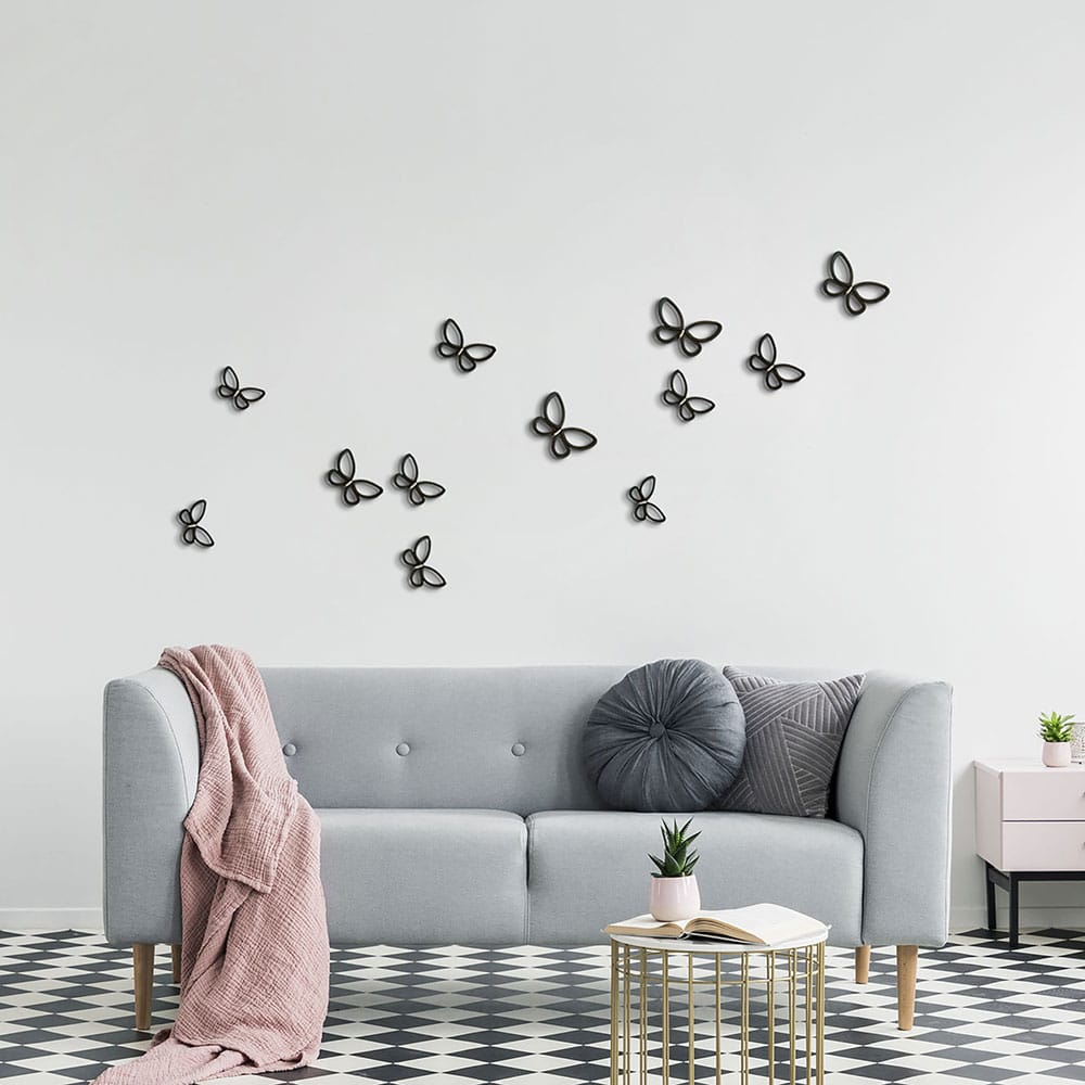Αυτοκόλλητα Τοίχου 3D Πολυπροπυλενίου Black Metal Butterflies ANGO 24007 (Υλικό: Πολυπροπυλένιο) – ango – ANGO_24007