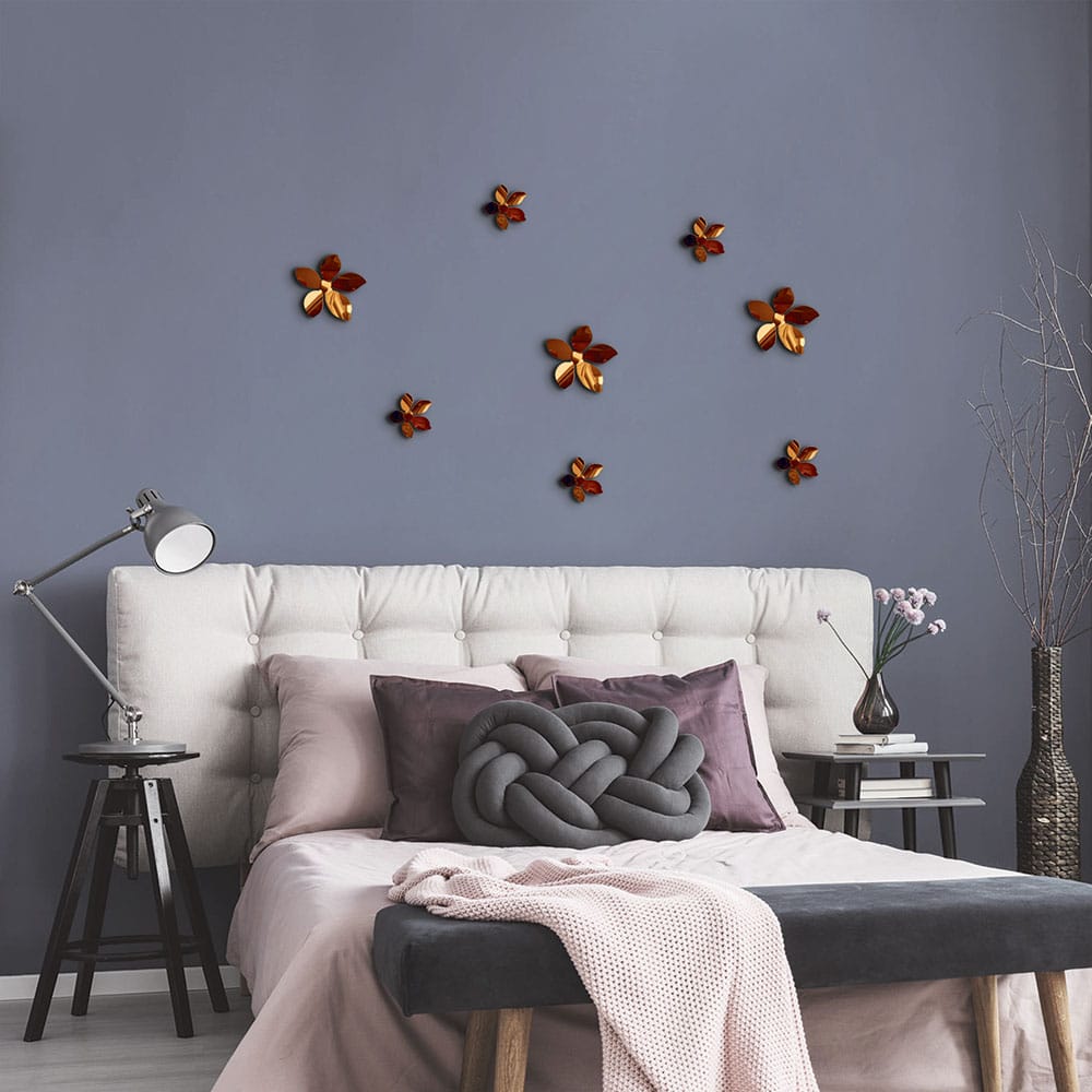 Αυτοκόλλητα Τοίχου 3D Πολυπροπυλενίου Bronze Flowers ANGO 24015 (Υλικό: Πολυπροπυλένιο) – ango – ANGO_24015