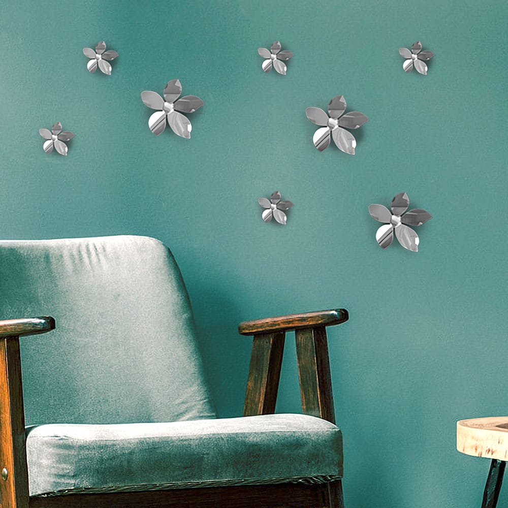 Αυτοκόλλητα 3D Πολυπροπυλενίου Silver Flowers ANGO 24017 (Υλικό: Πολυπροπυλένιο) – ango – ANGO_24017