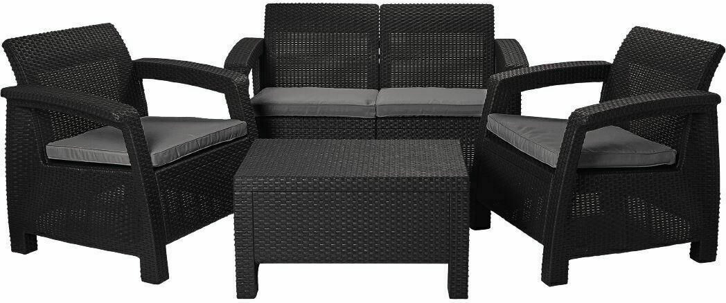 Σετ Κήπου 4τμχ Wicker Keter Corfu Set Graphite (Υλικό: Πολυπροπυλένιο, Χρώμα: Γραφίτης) – keter – corfu-set-graphite