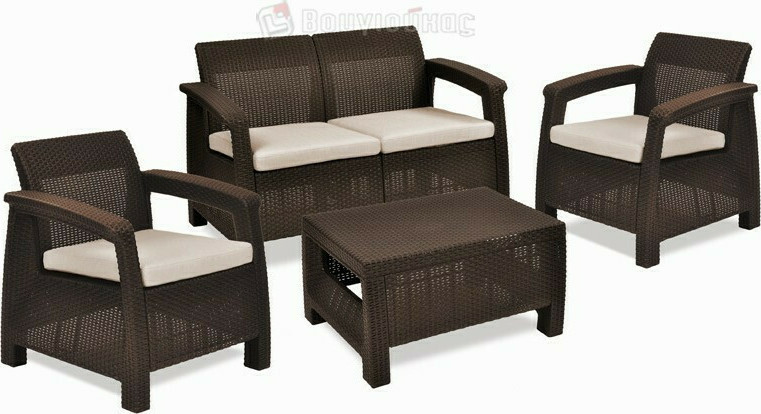 Σετ Κήπου 4τμχ Wicker Keter Corfu Set Brown (Υλικό: Πολυπροπυλένιο, Χρώμα: Καφέ) – keter – corfu-set-brown