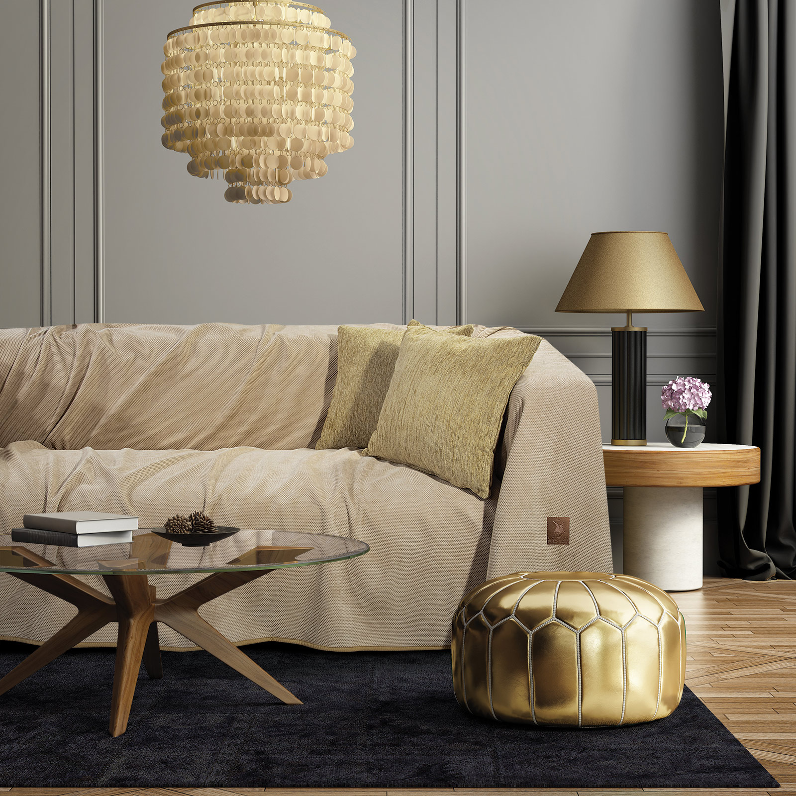 Ριχτάρι Microchenille Τριθέσιου 180×300εκ. Premium Greenwich Polo Club 2734 (Χρώμα: Μπεζ, Ύφασμα: Microchenille – Fleece) – Greenwich Polo Club – 206183002734