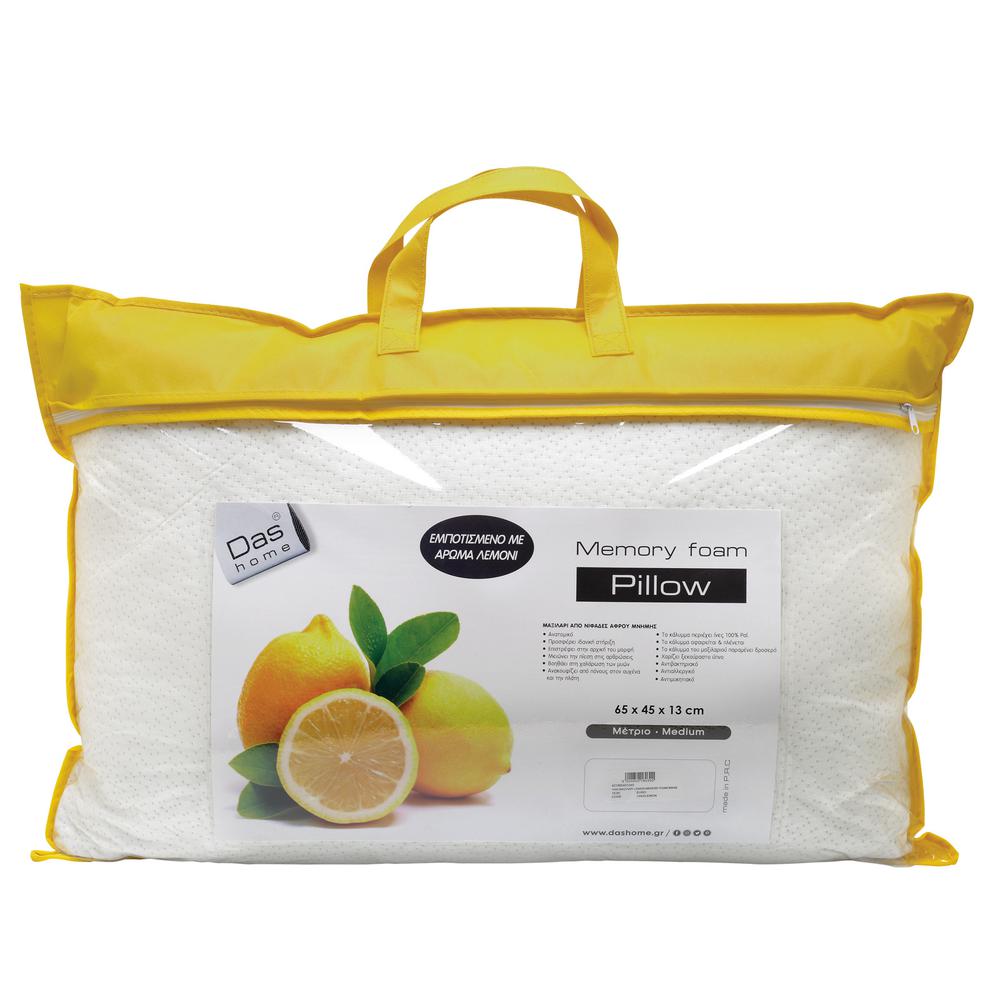 Μαξιλάρι Lemon-Memory Foam 65×45εκ. Das Home 1040 (Χρώμα: Λευκό, Ύφασμα: 60% Polyester-40% Bamboo) – Das Home – 421965451040